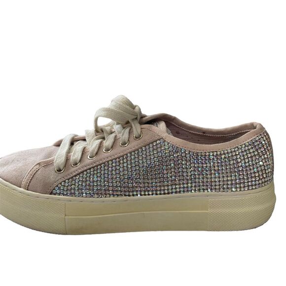 Gianni Bini Women's Suede Rhinestone Lace-Up Sneakers Brown Size 8M - Picture 9 of 12